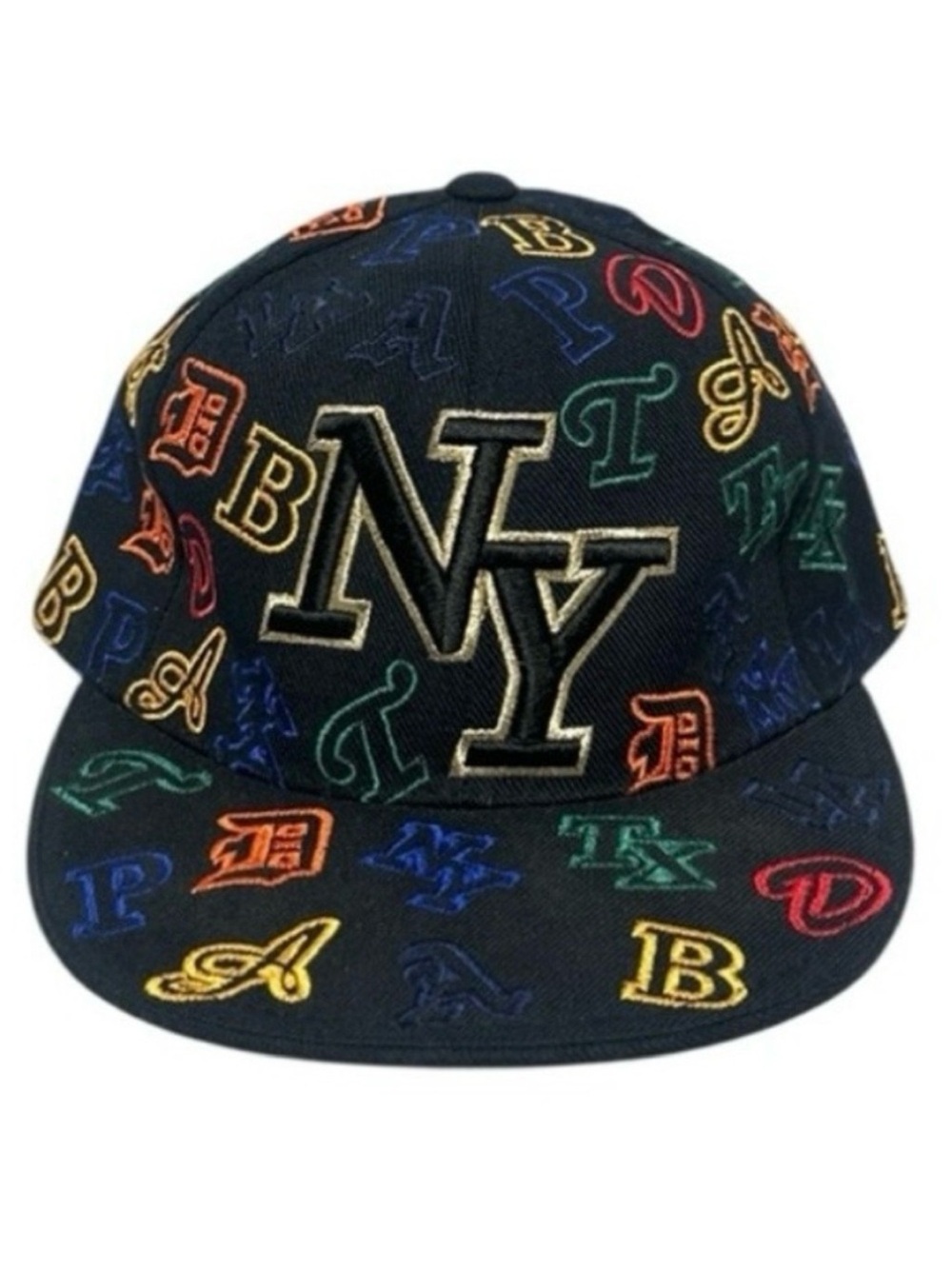 Pit Bull NY Yankees & MLB All Over Team Logos Baseball Cap Men’s Sz M Fitted